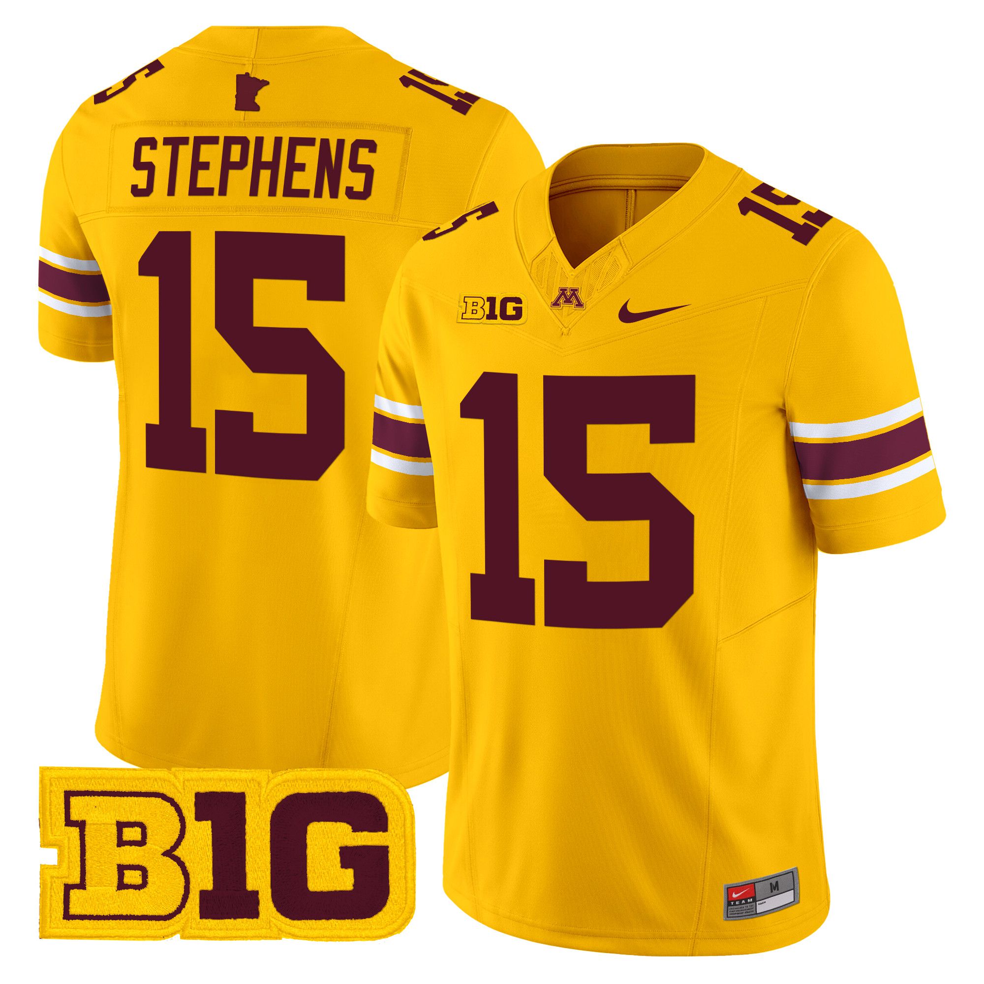 Men Minnesota Golden Gophers 15 Stephens Yellow Nike 2024 Vapor Limited NCAA Jersey style 1